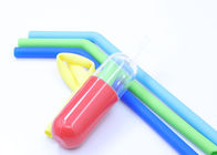 Hot Drink Reusable Long Slender Food Grade Silicone Straws With Cleaning Brushes