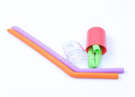 Reusable 5.6 Inch Angled Food Grade Silicone Straws Dishwasher Safe OPP Bag Packed