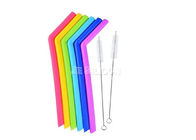 Fancy BPA Free Reusable Straws , Travel Collapsible Silicone Straw Colorfast