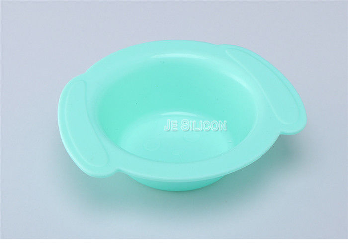 Light Green Silicone Baby Feeding Bowls ,  Soft Silicone Baby Plate Easy Wash